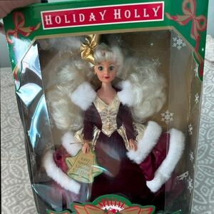 Vintage Holiday Holly 1997 Doll with Gold and Red Dress